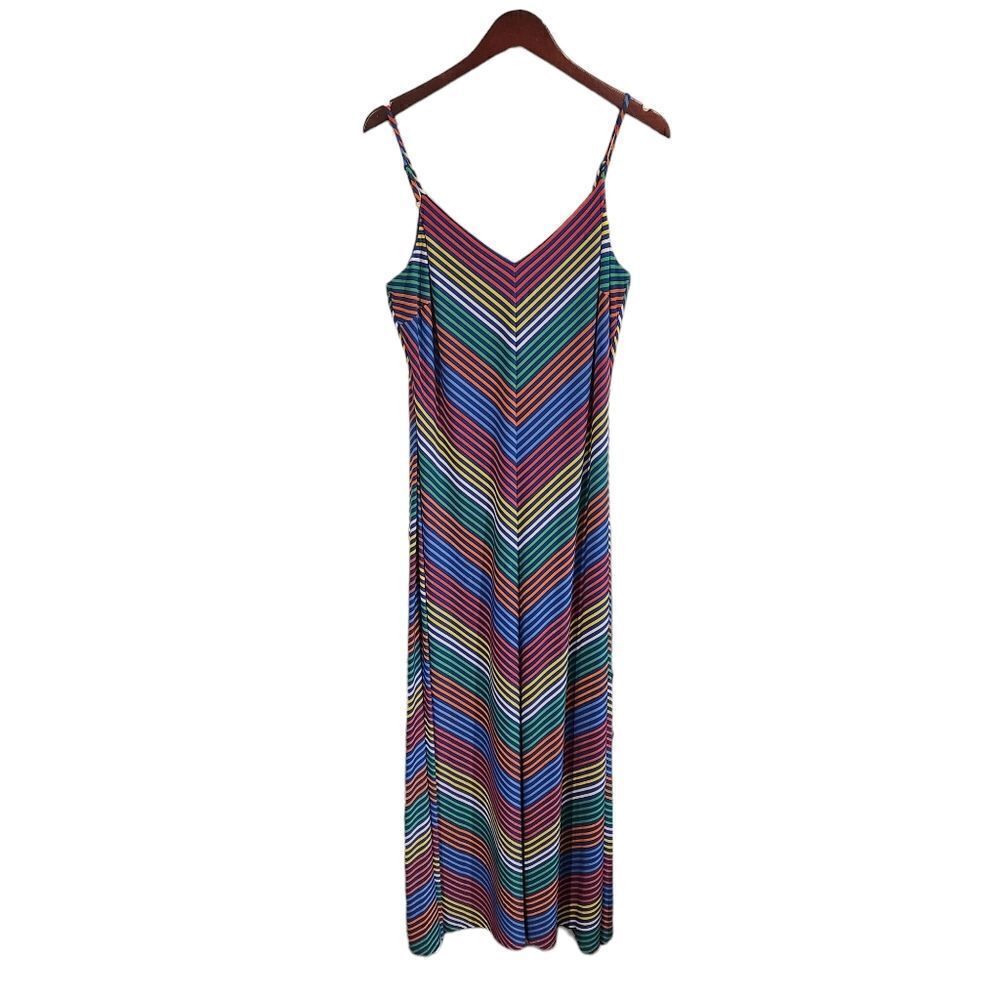 Lauren Ralph Lauren Chevron Jersey Maxi Dress Sleeveless Womens Size 12 - Picture 3 of 6